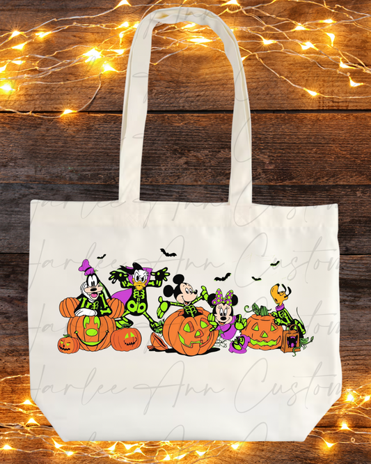 Skeleton Mouse & Friends Trick or Treat Tote