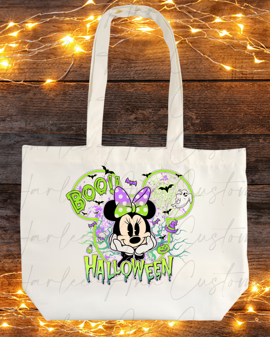 Neon Girl Mouse Trick or Treat Tote