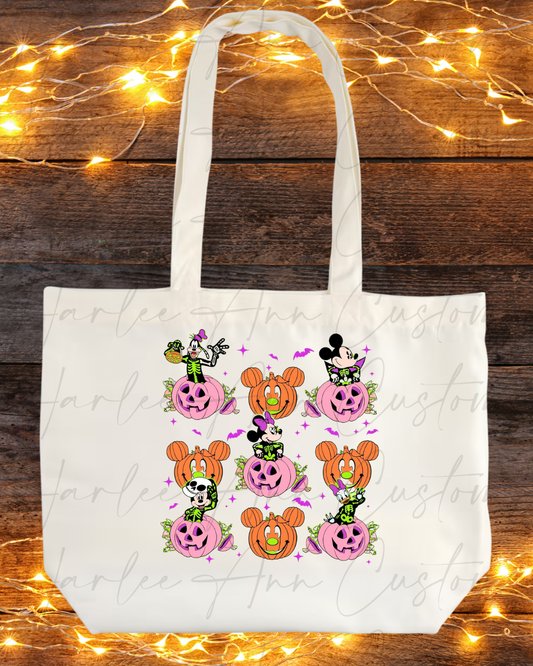 Neon Mouse & Friends Pumpkin Trick or Treat Tote