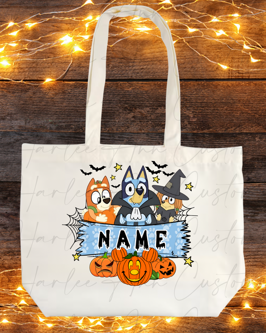 Halloween Blue Dog Trick or Treat Tote
