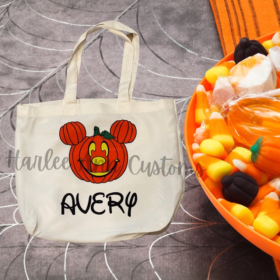 Mouse Inspired Pumpkin Head - Trick or Treat Tote