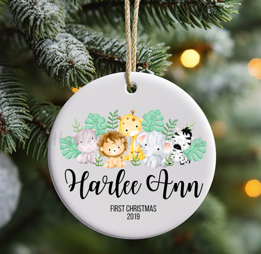 First Christmas Ornament - Baby Animal Theme