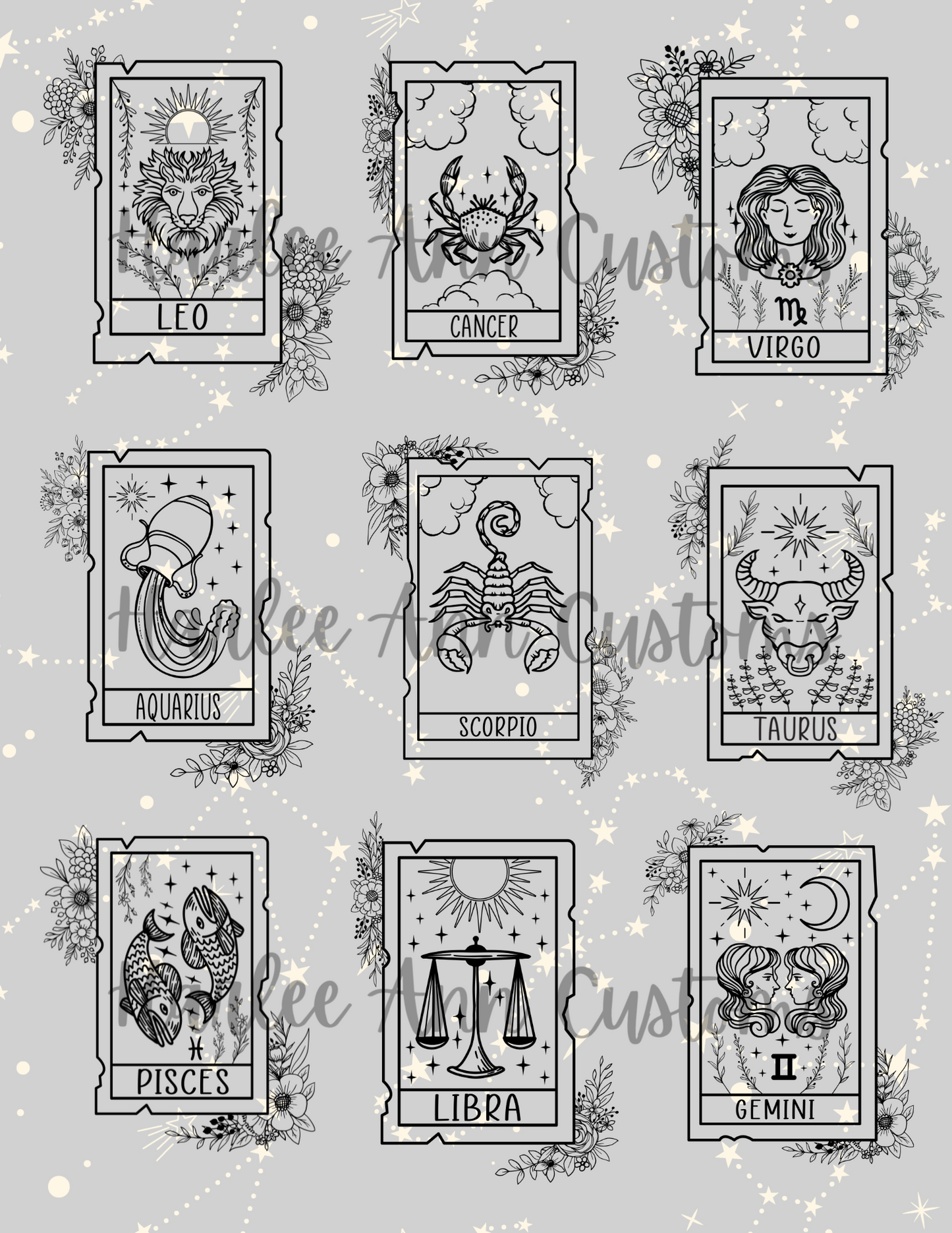 16oz Zodiac Glass Can Cups