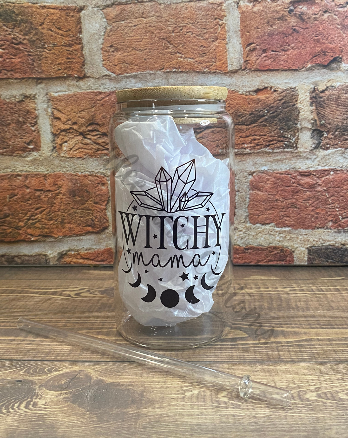 Witchy Mama 16oz Glass Can Cup
