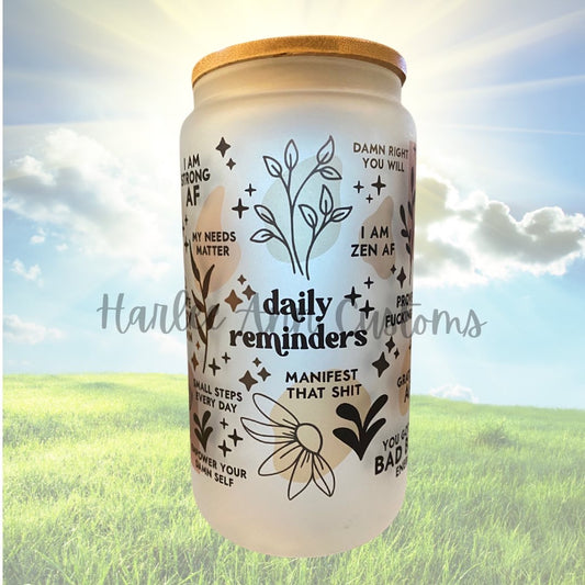 16 oz Adult Vulgar Daily Affirmations Glass Can Cup