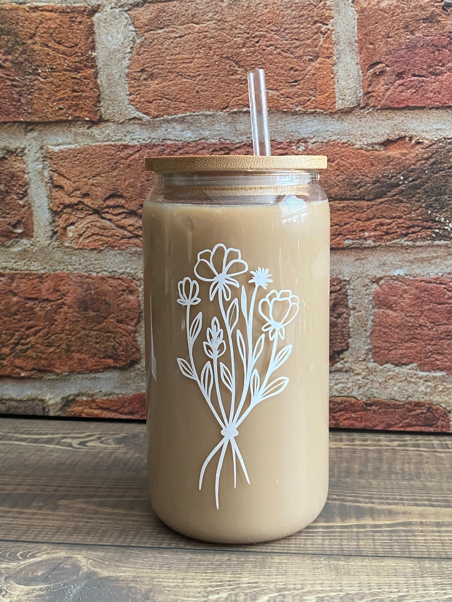 Wildflower 16oz Glass Can Cup